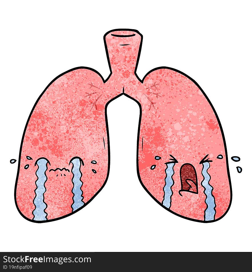 cartoon lungs crying. cartoon lungs crying