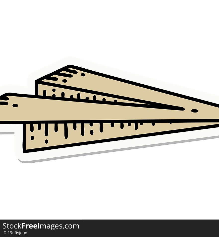 Tattoo Style Sticker Of A Paper Aeroplane