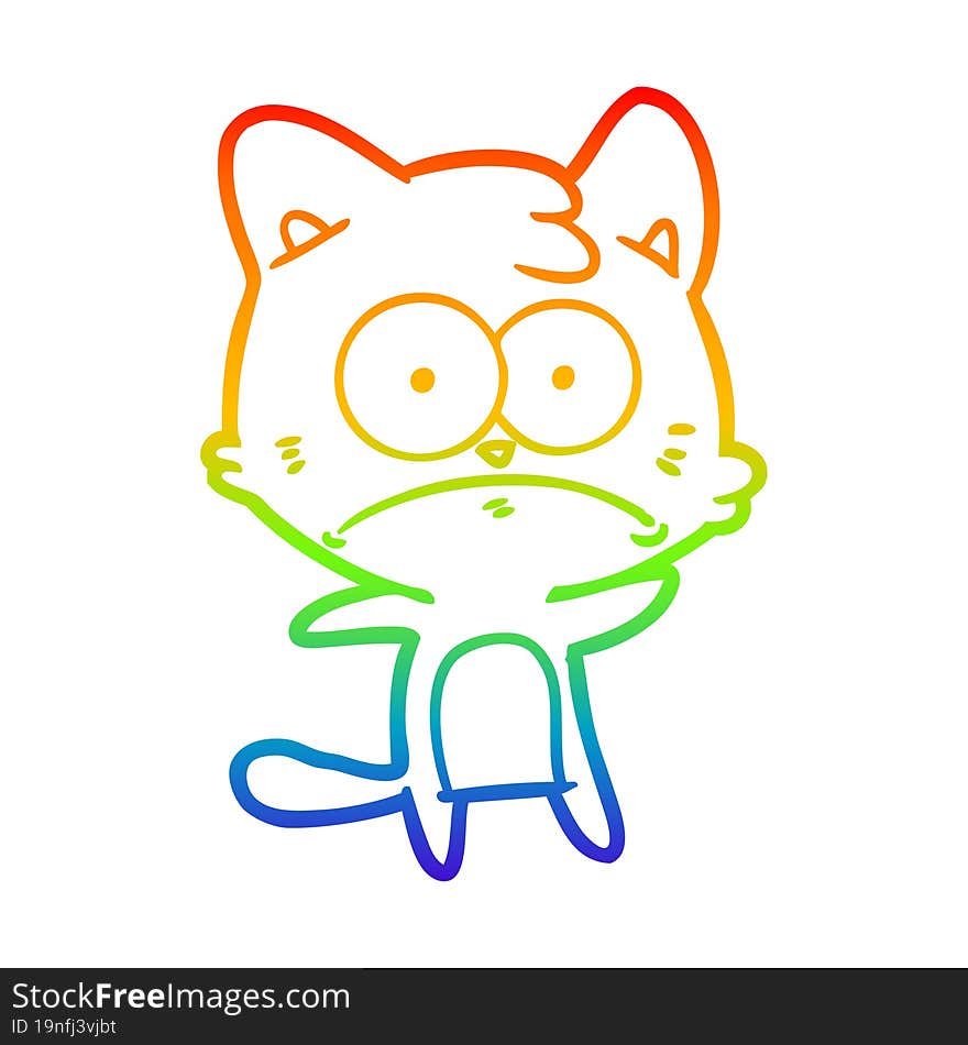 rainbow gradient line drawing cartoon nervous cat