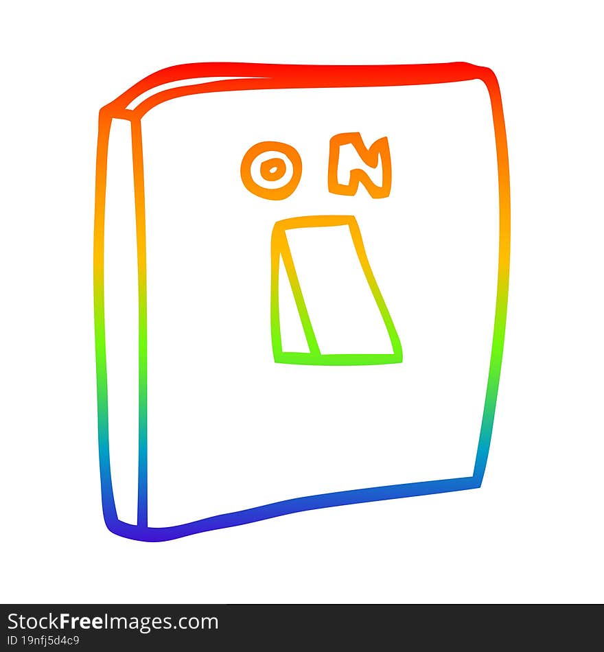 rainbow gradient line drawing of a cartoon on switch