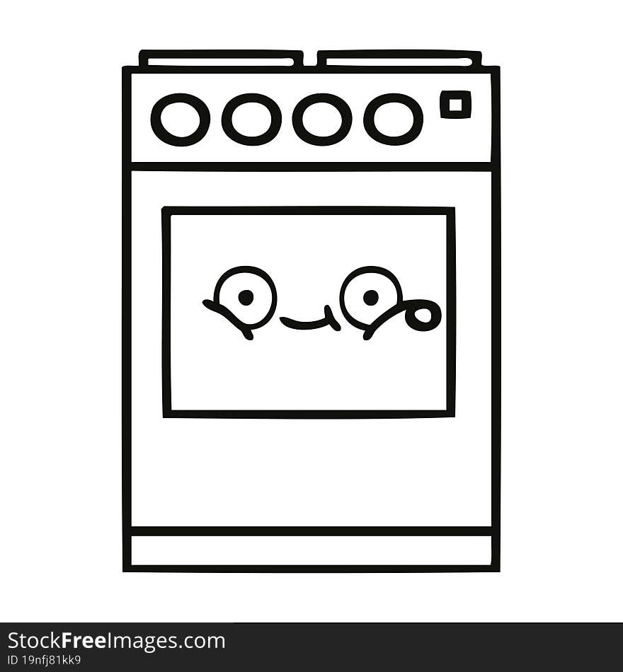 line drawing cartoon kitchen oven