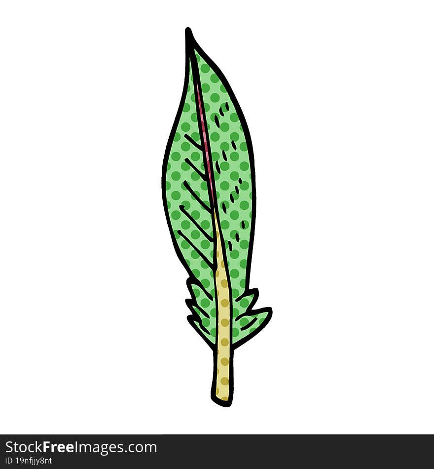 cartoon doodle green feather