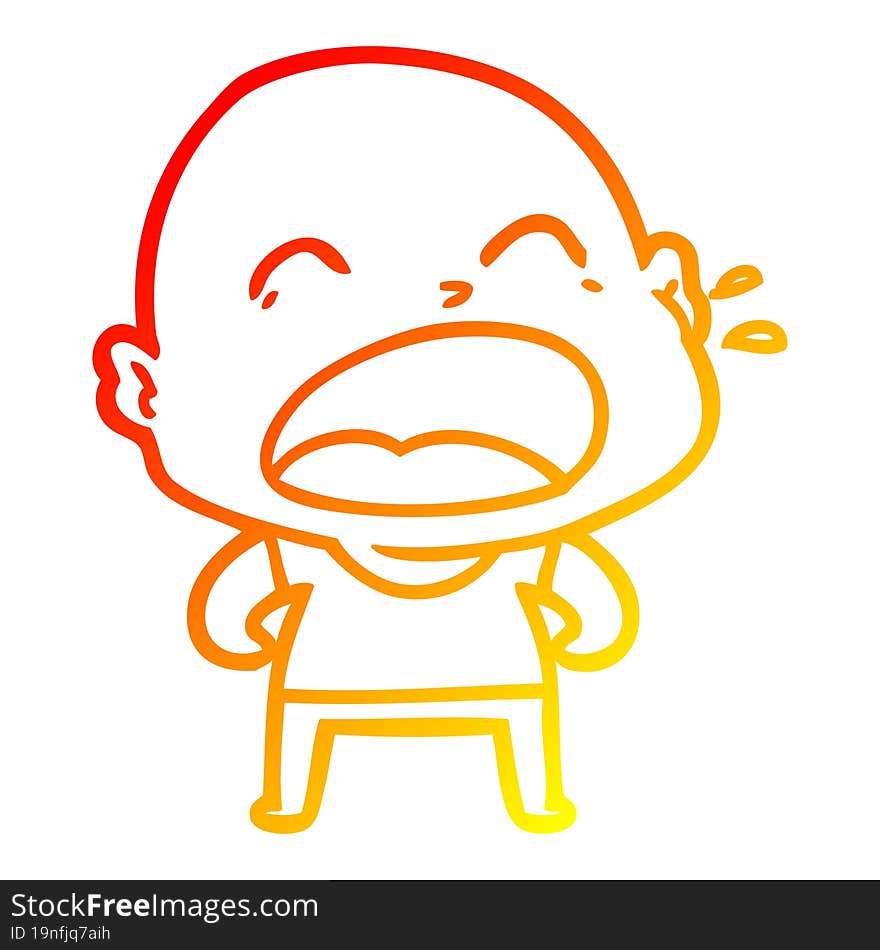 Warm Gradient Line Drawing Cartoon Shouting Bald Man