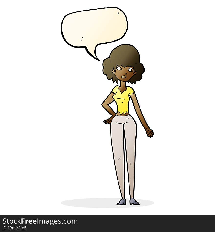 cartoon pretty woman with speech bubble