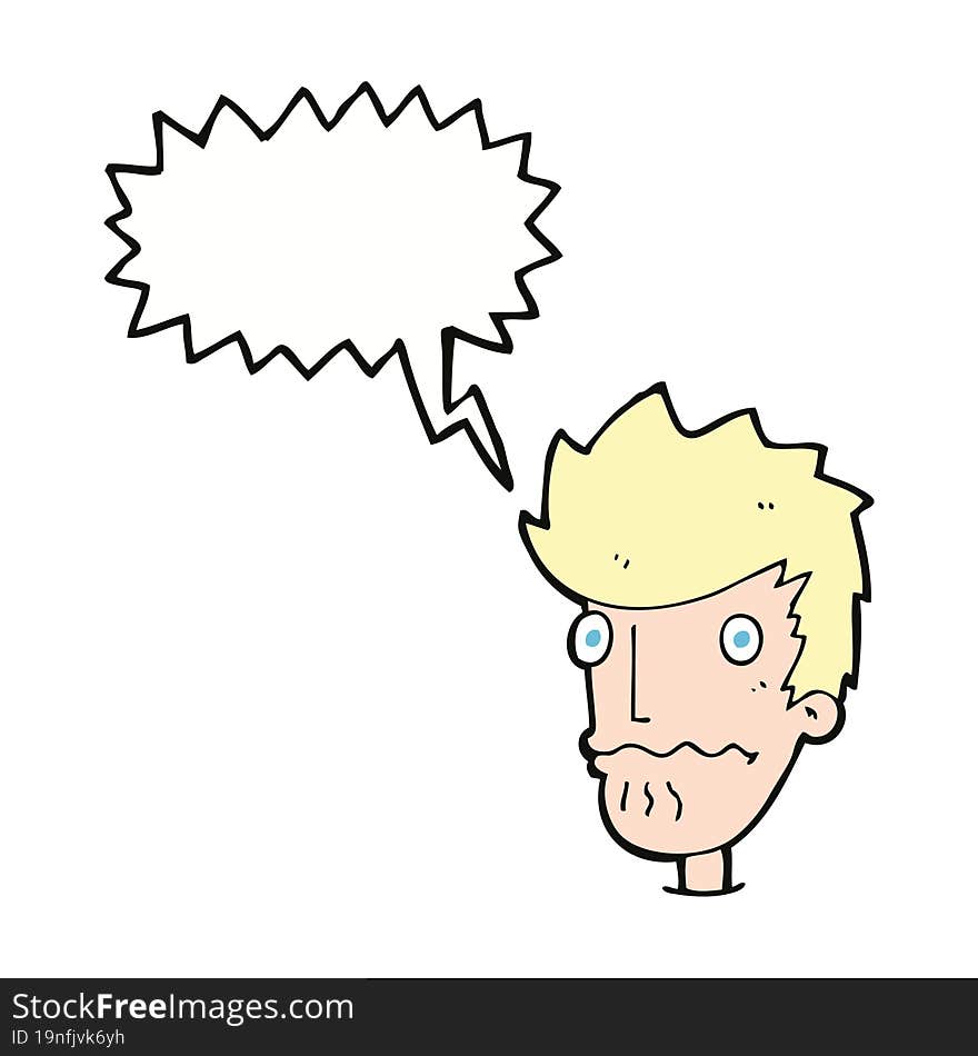 cartoon nervous man with speech bubble