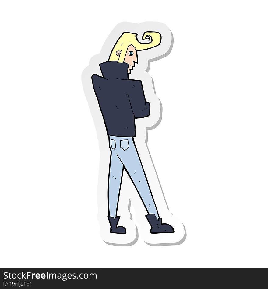 sticker of a cartoon cool guy