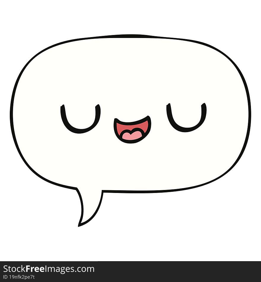 Cute Cartoon Face And Speech Bubble