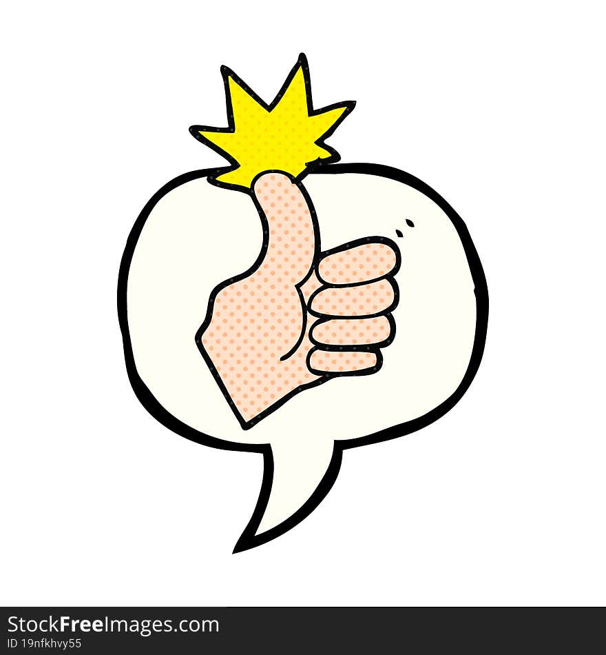 comic book speech bubble cartoon thumbs up