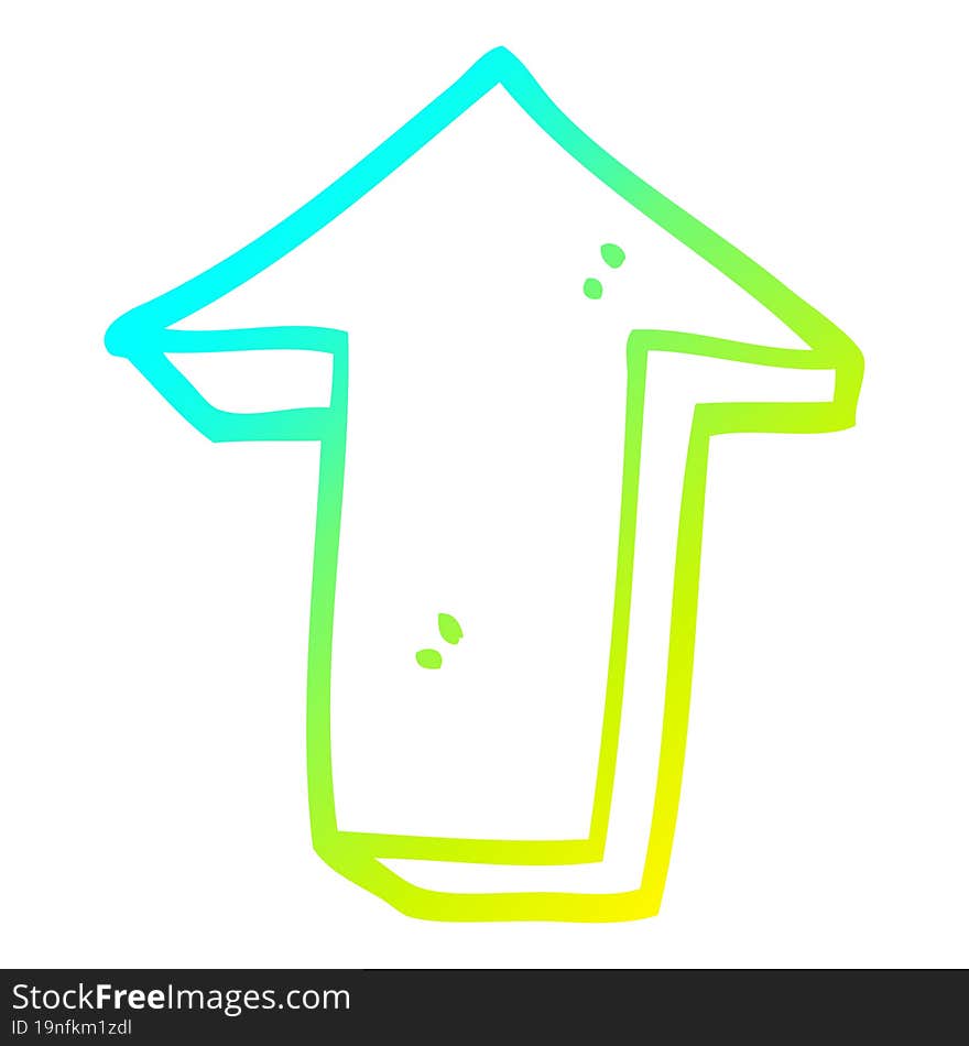 Cold Gradient Line Drawing Cartoon Arrow Pointing Direction