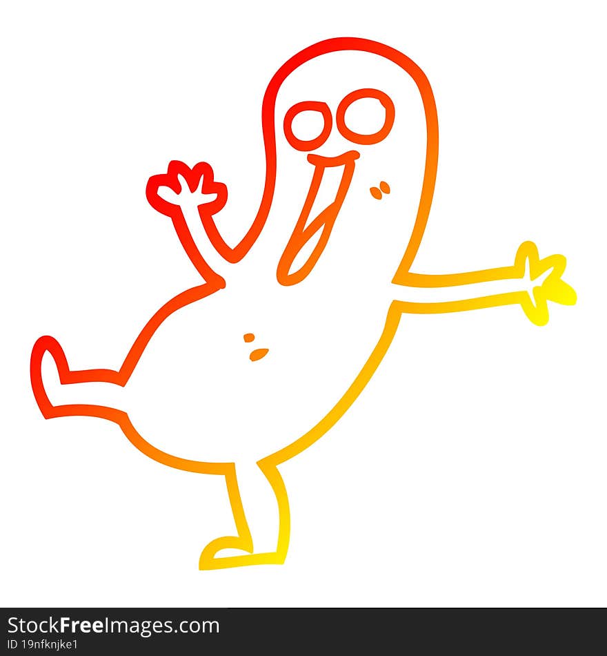 warm gradient line drawing happy cartoon sausage