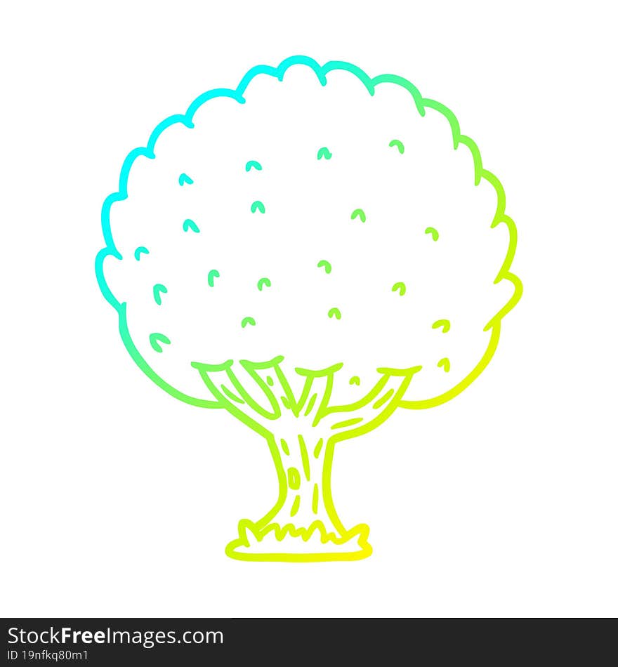 Cold Gradient Line Drawing Cartoon Tree