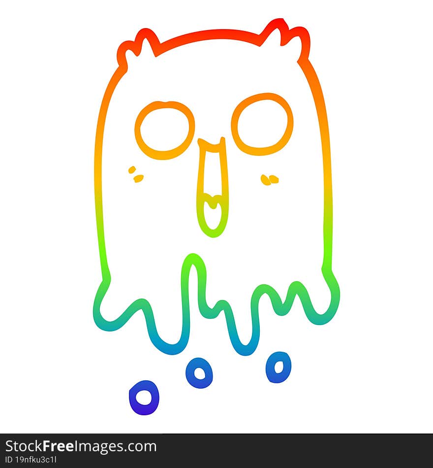 rainbow gradient line drawing cartoon spooky ghost