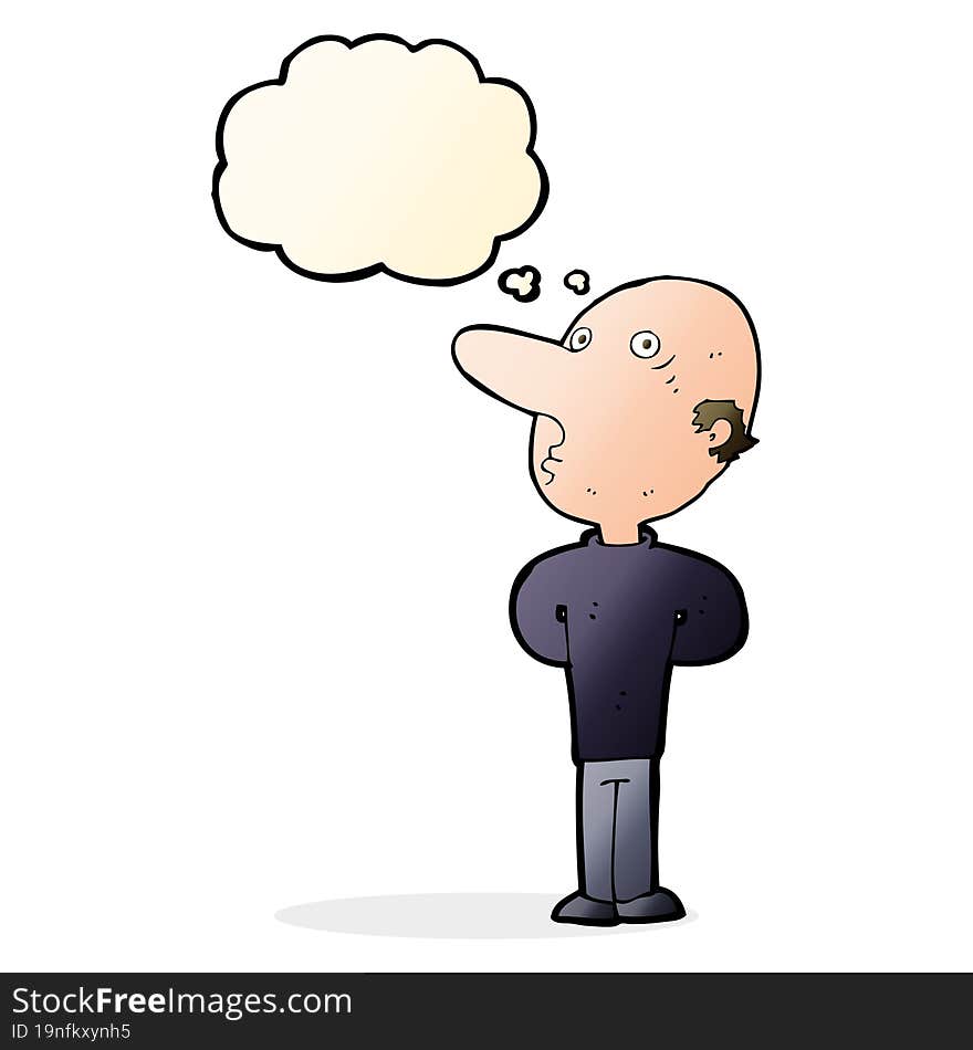 Cartoon Balding Man With Thought Bubble