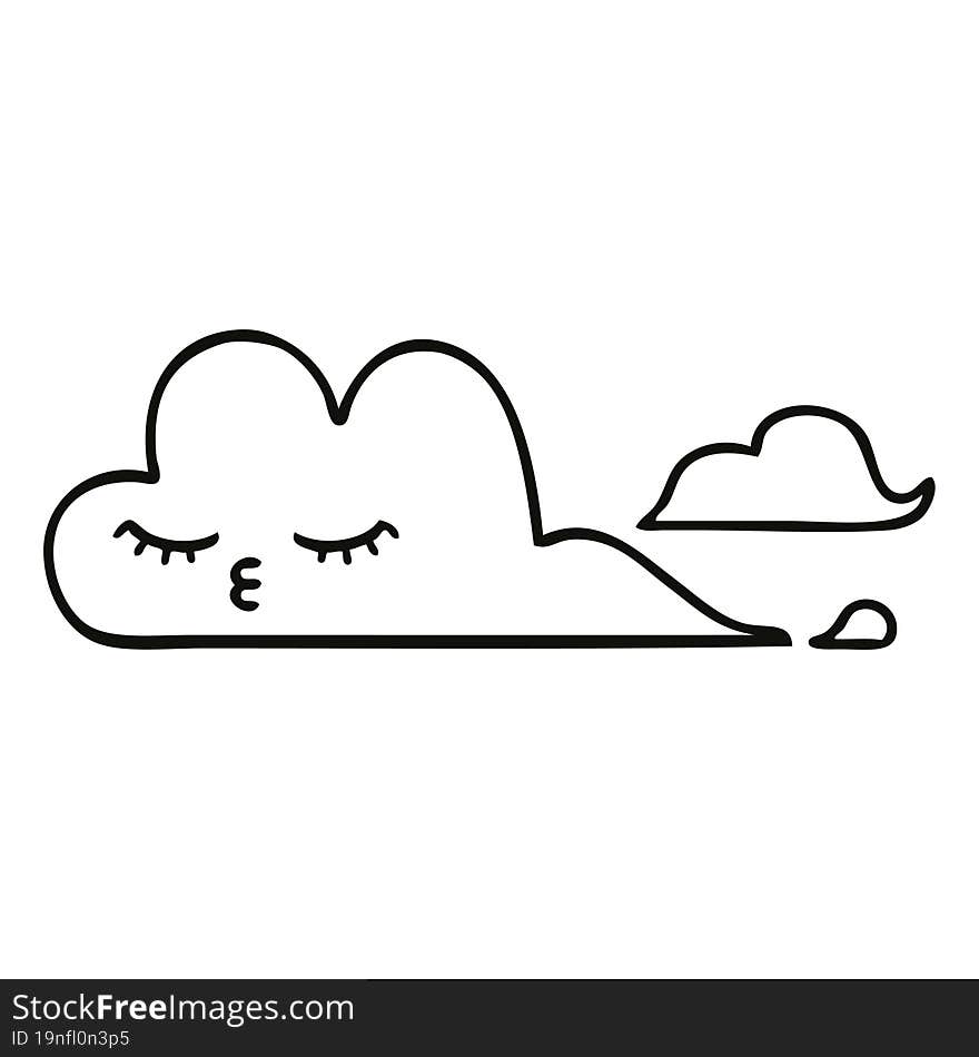 line drawing cartoon storm cloud