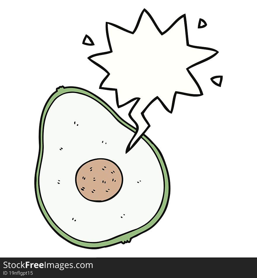 cartoon avocado and speech bubble