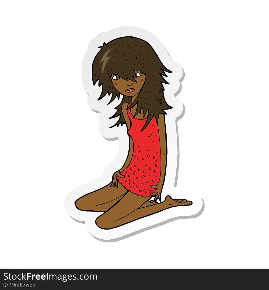 sticker of a cartoon pretty girl