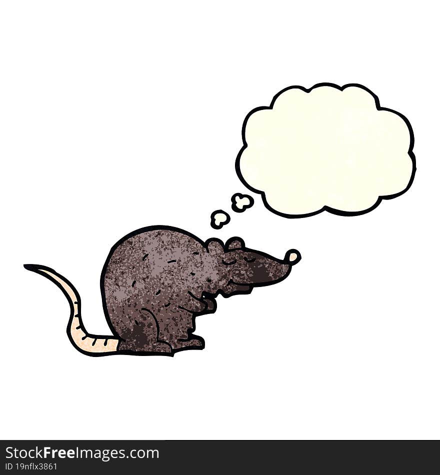 Cartoon Black Rat With Thought Bubble