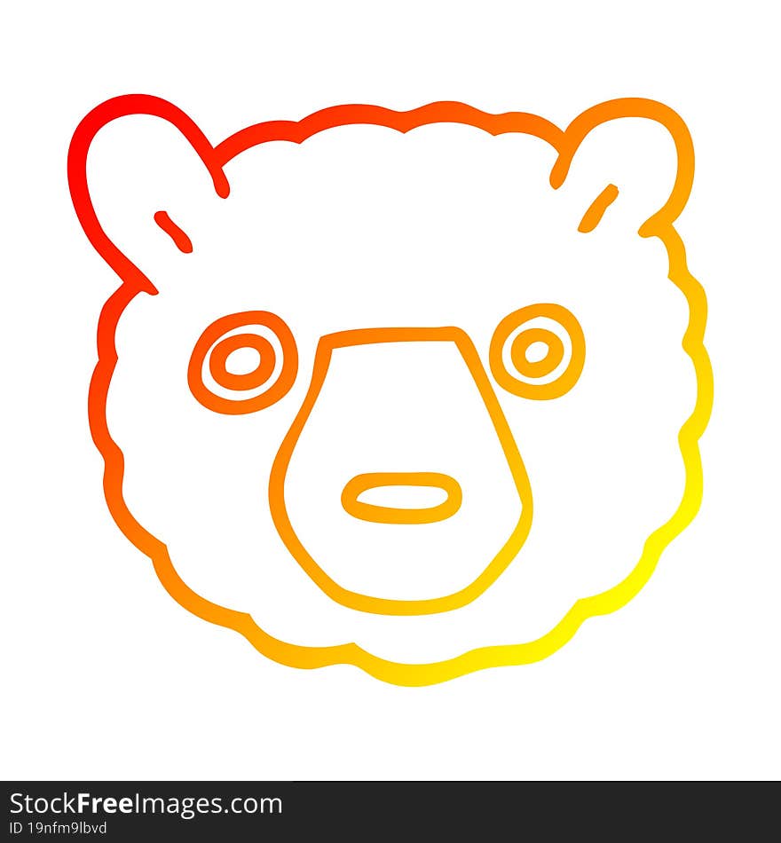 warm gradient line drawing cartoon bear face