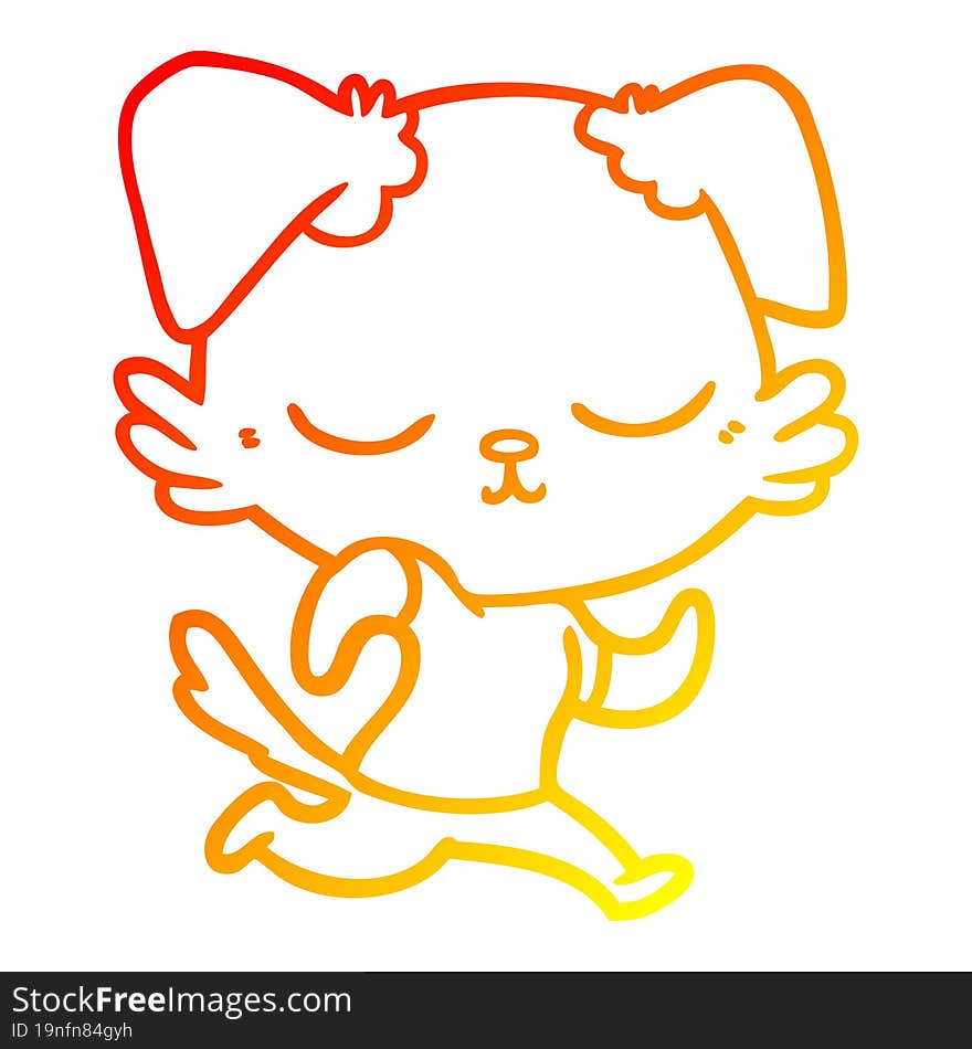 warm gradient line drawing cute cartoon dog running