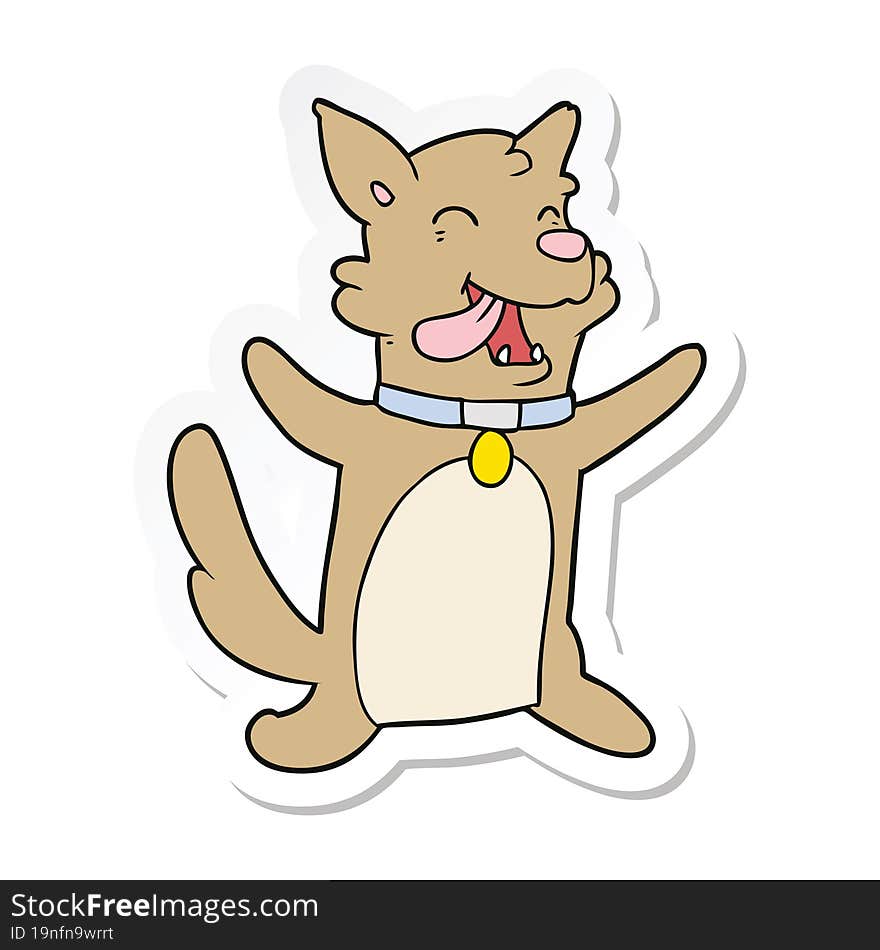 sticker of a cartoon happy dog