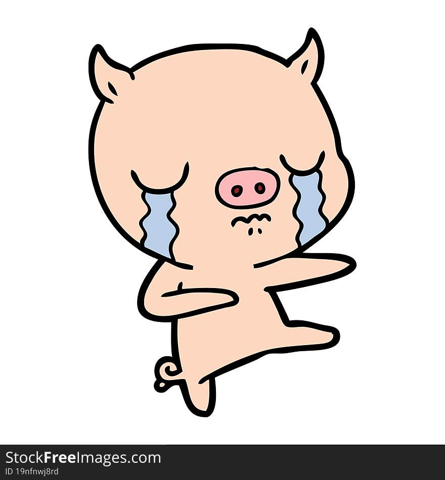 cartoon pig crying. cartoon pig crying