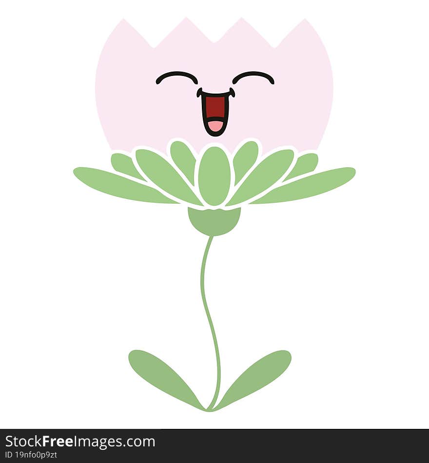 Flat Color Retro Cartoon Flower