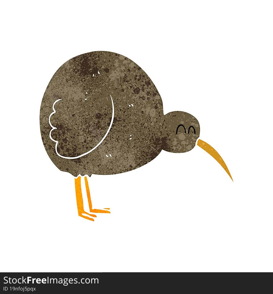 retro cartoon kiwi bird