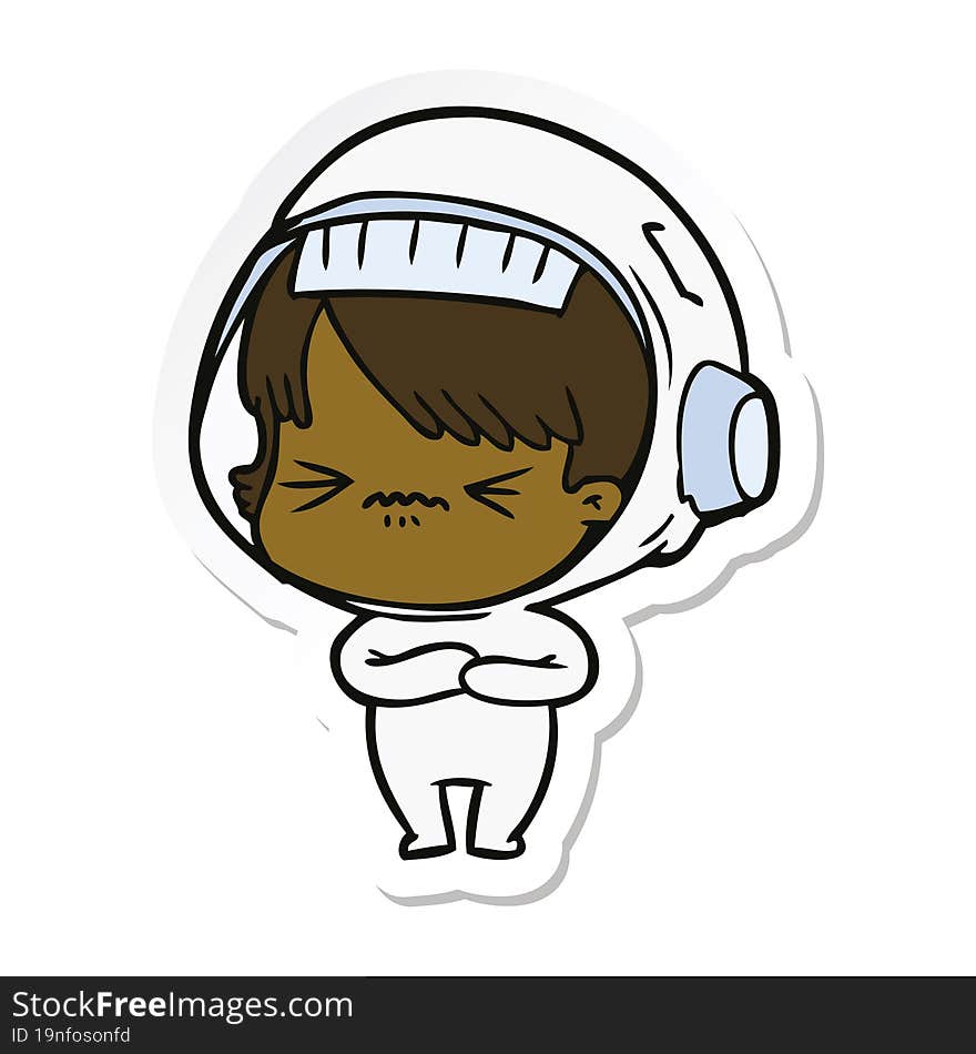 sticker of a angry cartoon space girl