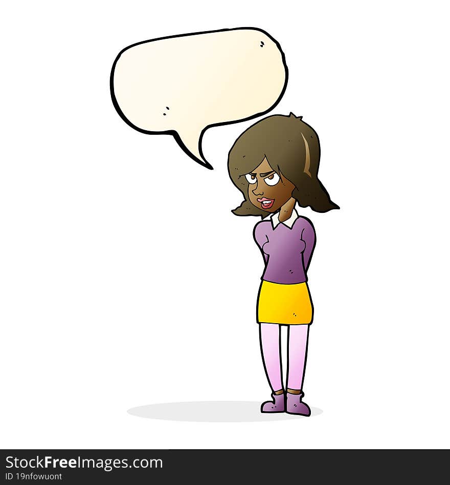 cartoon annoyed woman with speech bubble