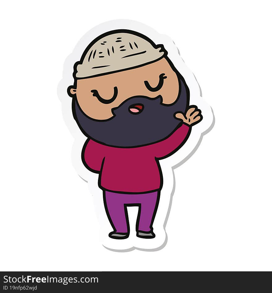 sticker of a cute cartoon man with beard