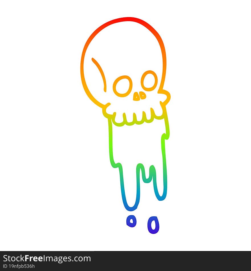 rainbow gradient line drawing cartoon blood dripping skull