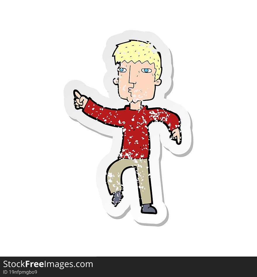 retro distressed sticker of a cartoon dancing man