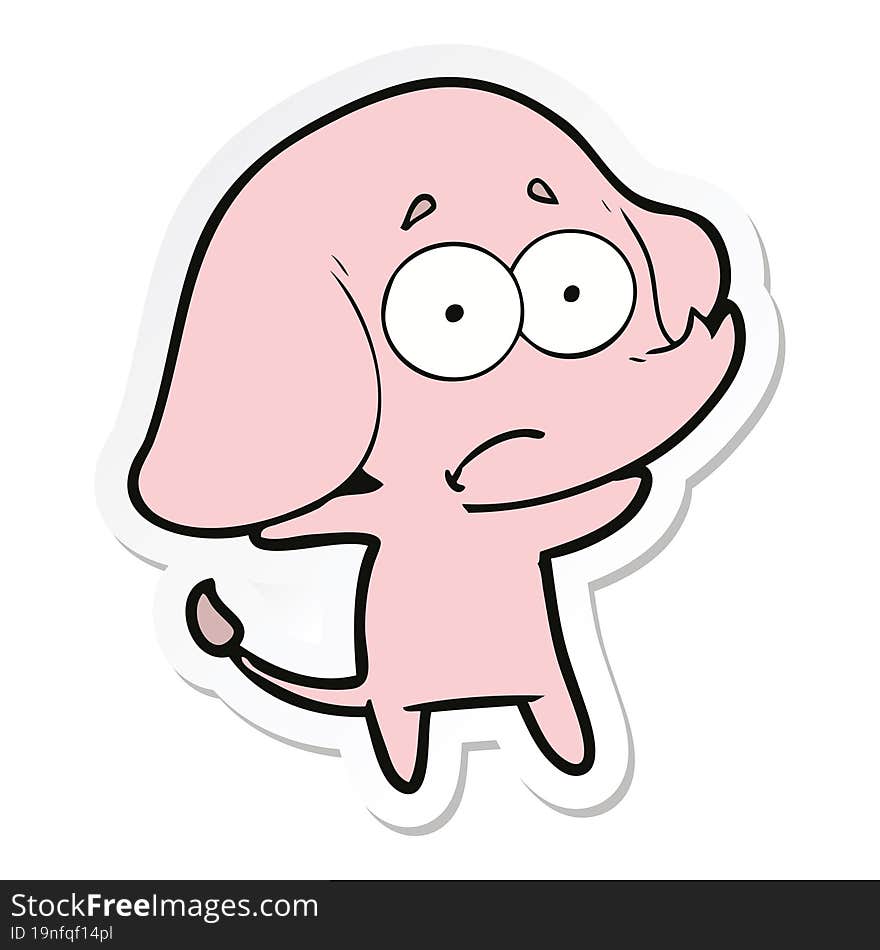 sticker of a cartoon unsure elephant