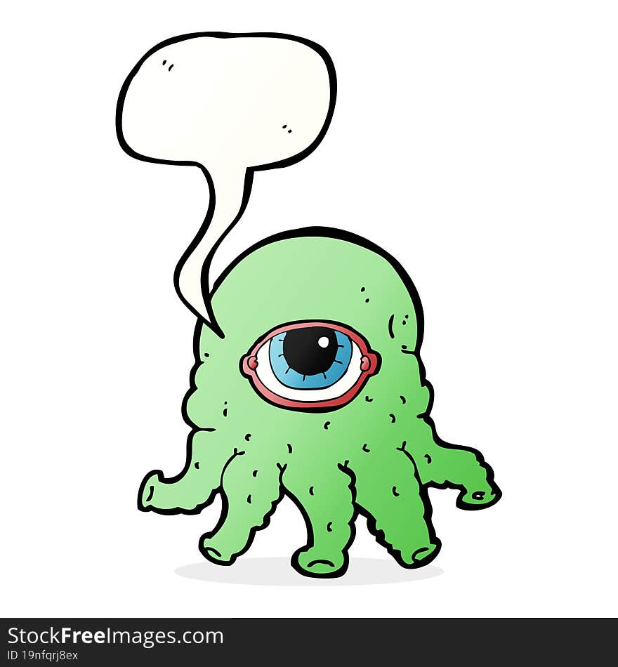 cartoon alien head with speech bubble