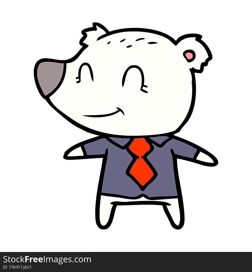 polar bear in shirt and tie cartoon. polar bear in shirt and tie cartoon