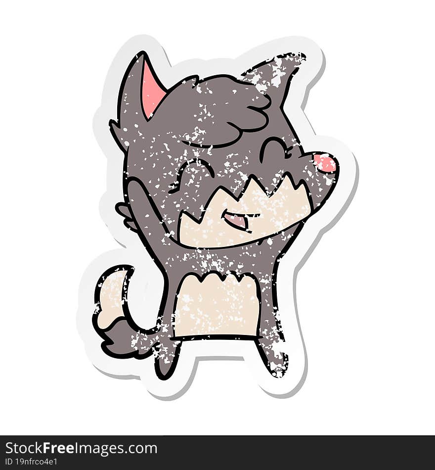 Distressed Sticker Of A Happy Cartoon Fox