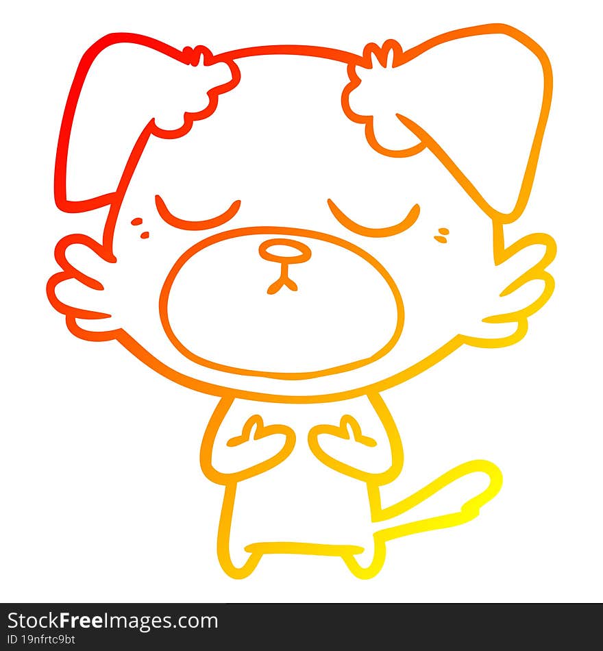 Warm Gradient Line Drawing Cute Cartoon Dog