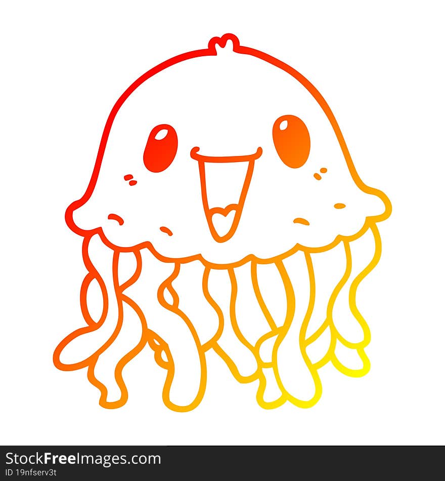 warm gradient line drawing cartoon jellyfish