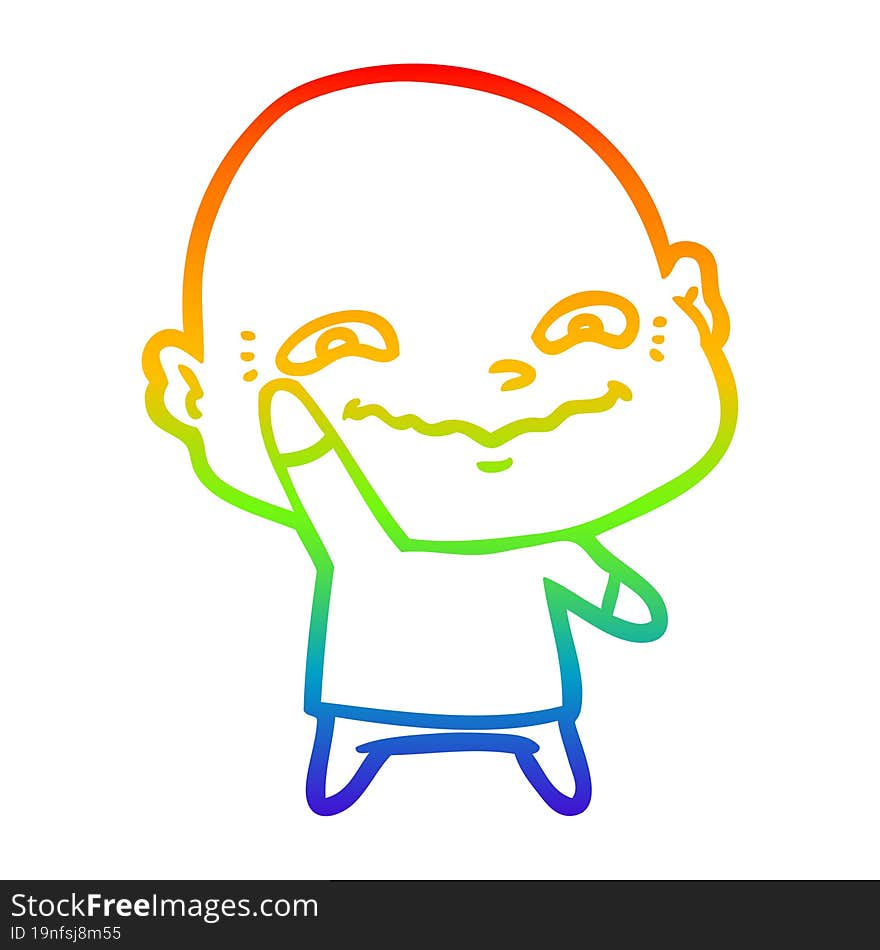 rainbow gradient line drawing of a cartoon creepy guy