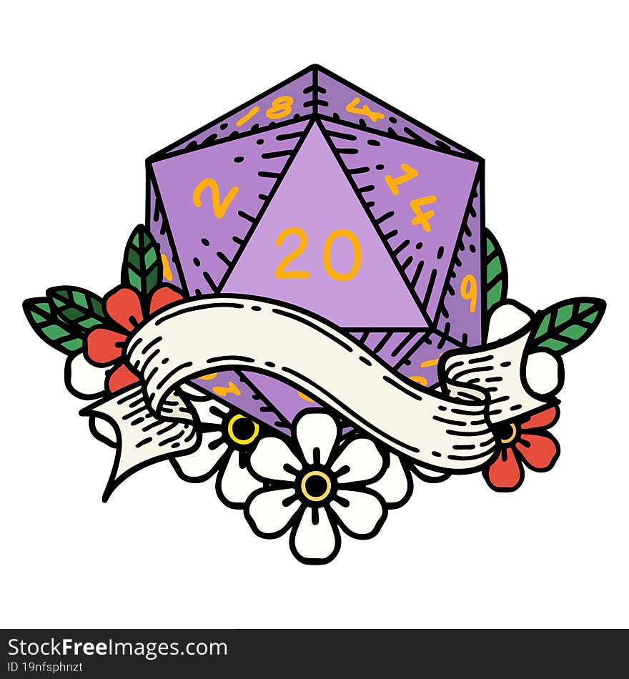 natural twenty D20 dice roll illustration