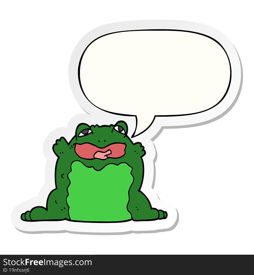 cartoon toad with speech bubble sticker. cartoon toad with speech bubble sticker