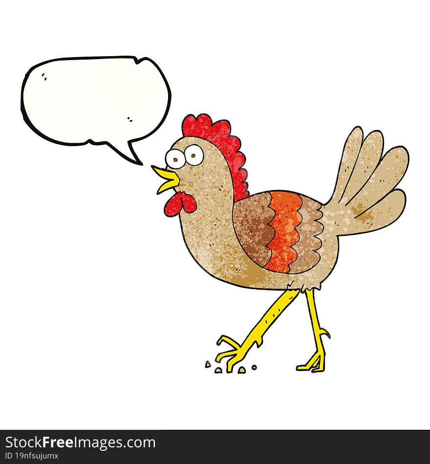 freehand speech bubble textured cartoon chicken