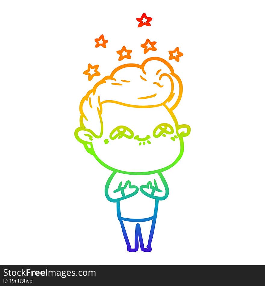 rainbow gradient line drawing cartoon excited man