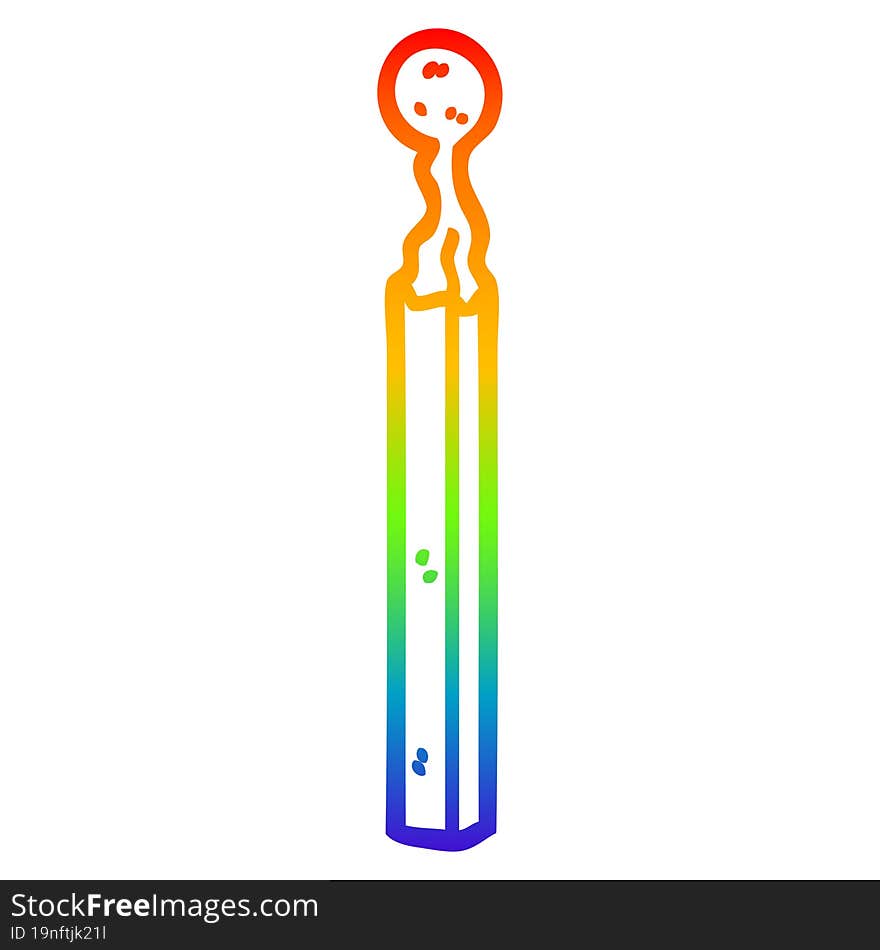 rainbow gradient line drawing cartoon burnt match