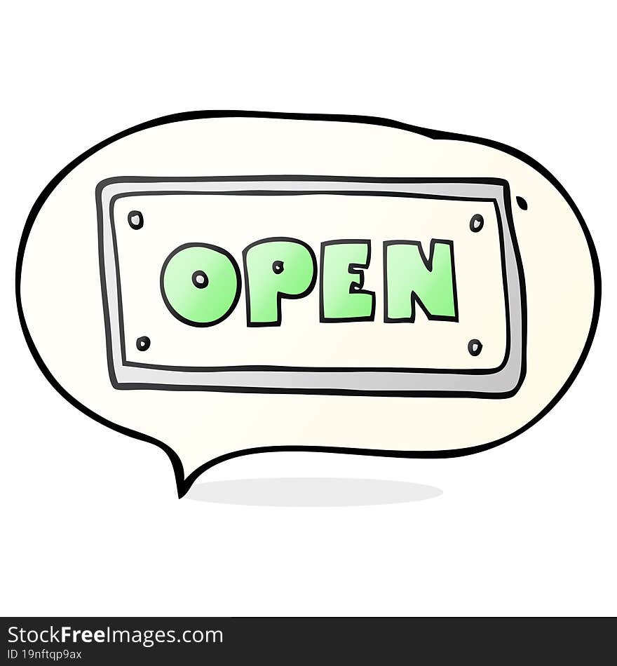 speech bubble cartoon open sign