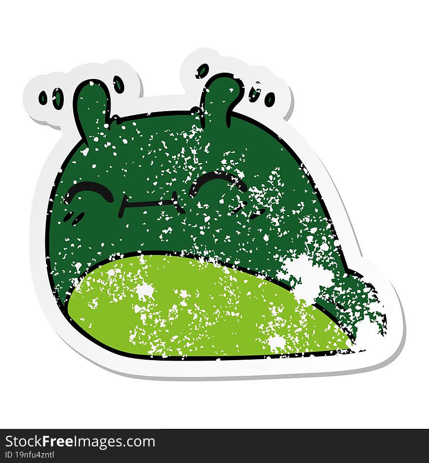 distressed sticker cartoon of a happy kawaii slug