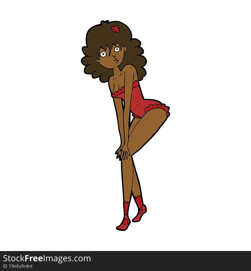 cartoon woman in lingerie