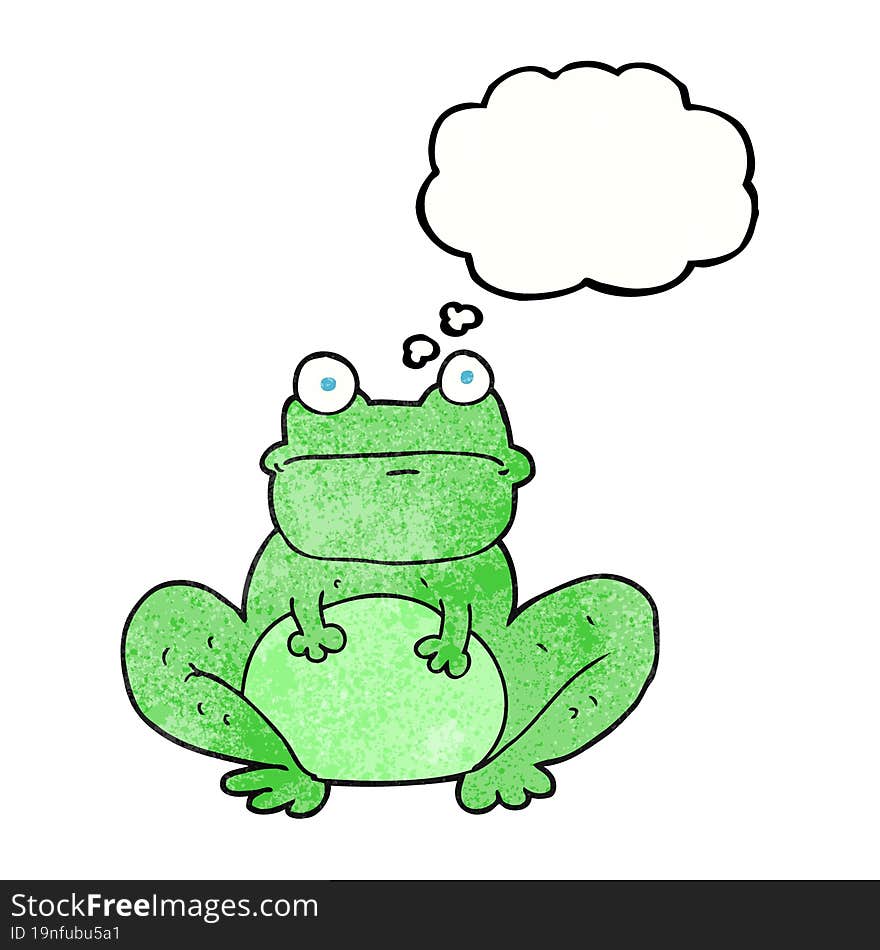 freehand drawn thought bubble textured cartoon frog