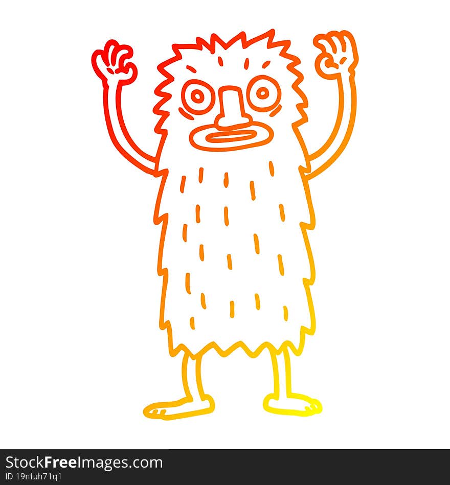 warm gradient line drawing cartoon bigfoot creature