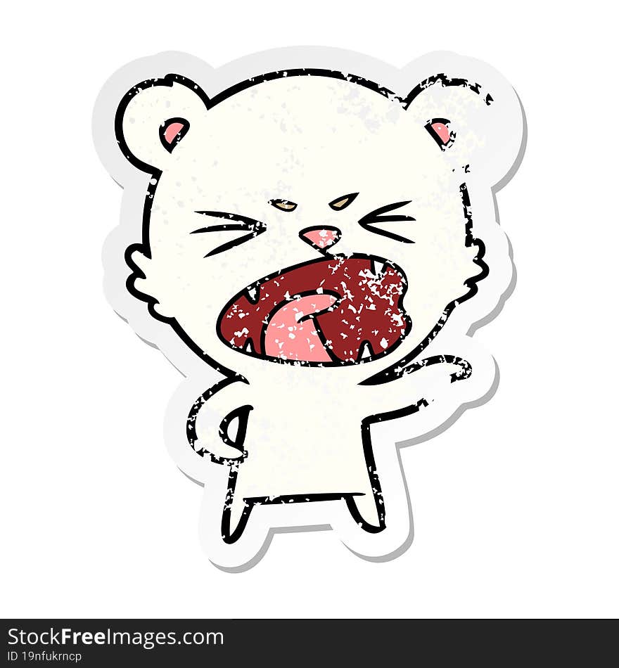 Distressed Sticker Of A Angry Cartoon Polar Bear